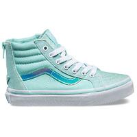 Vans Sk8-Hi Zip Kids Skate Shoes - (Glitter & Iridescent) Blue/True White