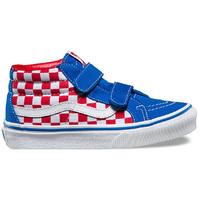 Vans Sk8-Mid Reissue V Kids Skate Shoes - (Checkerboard) Racing Red/Imperial Blue