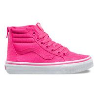 Vans Sk8-Hi Zip Kids Skate Shoes - (Neon Canvas) Pink/True White
