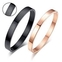 Valentine\'s Day Gifts Personalized Couple\'s Jewelry Lovers Titanium Steel Glod/Black Bracelets(One Pair)