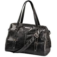 Vanchi Leather Hendrix Wedge Changing Bag-Blackbird