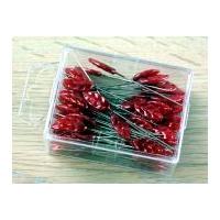 Value Pack Leaf Head Pins 50mm Red