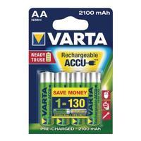 Varta AA Rechargeable Accu Battery NiMH 2100 Mah Pack of 4 56706101404