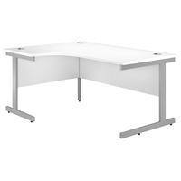 Valoir Radial Cantilever Silver Leg Workstation White 1600mm Left Hand