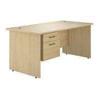 valoir rectangular panel end leg desk with single pedestal oak 1200mm