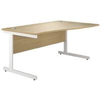 Valoir Wave Cantilever White Leg Desk Oak 1200mm Right Hand