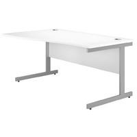 Valoir Wave Cantilever Silver Leg Desk White 1600mm Left Hand