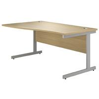 Valoir Wave Cantilever Silver Leg Desk Oak 1600mm Left Hand