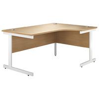 Valoir Radial Cantilever White Leg Workstation Beech 1600mm Right Hand