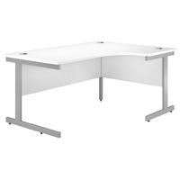 Valoir Radial Cantilever Silver Leg Workstation White 1600mm Right Hand