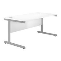 Valoir Rectangular Cantilever Silver Leg Desk White 800mm