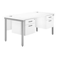 valoir rectangular bench silver leg desk with double pedestal white 16 ...