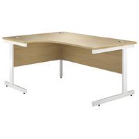 Valoir Radial Cantilever White Leg Workstation Oak 1600mm Left Hand