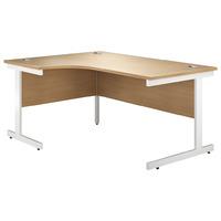 Valoir Radial Cantilever White Leg Workstation Beech 1600mm Left Hand