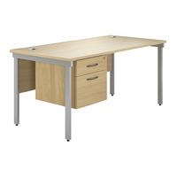 valoir rectangular bench silver leg desk with single pedestal oak 1200 ...