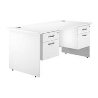 Valoir Rectangular Panel End Leg Desk with Double Pedestal White 1600mm