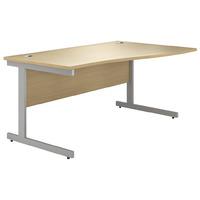 Valoir Wave Cantilever Silver Leg Desk Beech 1200mm Right Hand