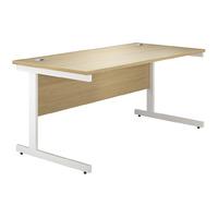 Valoir Rectangular Cantilever White Leg Desk Oak 1600mm