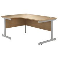 Valoir Radial Cantilever Silver Leg Workstation Beech 1600mm Left Hand