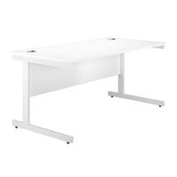 Valoir Rectangular Cantilever White Leg Desk White 1600mm