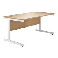 Valoir Rectangular Cantilever White Leg Desk Beech 1600mm