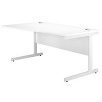 Valoir Wave Cantilever White Leg Desk White 1600mm Left Hand