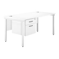 Valoir Rectangular Bench White Leg Desk with Single Pedestal White 1200mm