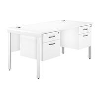 valoir rectangular bench white leg desk with double pedestal white 160 ...