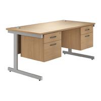 valoir rectangular cantilever silver leg desk with double pedestal bee ...