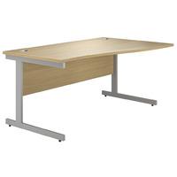 Valoir Wave Cantilever Silver Leg Desk Oak 1600mm Right Hand