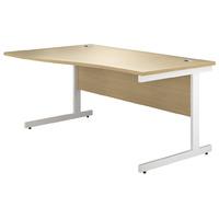 Valoir Wave Cantilever White Leg Desk Beech 1200mm Left Hand