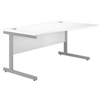 Valoir Wave Cantilever Silver Leg Desk White 1600mm Right Hand