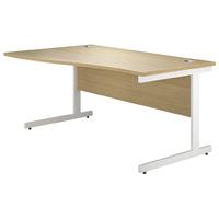 Valoir Wave Cantilever White Leg Desk Oak 1600mm Left Hand