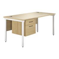 valoir rectangular bench white leg desk with single pedestal oak 1600m ...