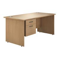 valoir rectangular panel end leg desk with single pedestal beech 1200m ...