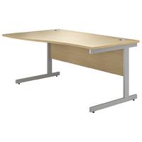 Valoir Wave Cantilever Silver Leg Desk Beech 1200mm Left Hand