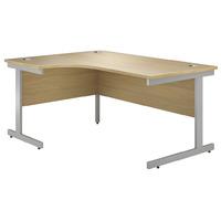 Valoir Radial Cantilever Silver Leg Workstation Oak 1600mm Left Hand