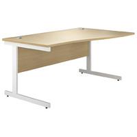 Valoir Wave Cantilever White Leg Desk Beech 1200mm Right Hand