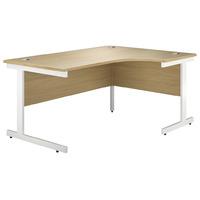 Valoir Radial Cantilever White Leg Workstation Oak 1600mm Right Hand