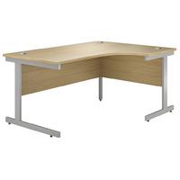 Valoir Radial Cantilever Silver Leg Workstation Oak 1600mm Right Hand