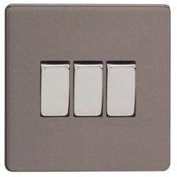 varilight 10a 2 way slate grey triple switch