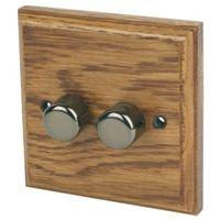 varilight 1 or 2 way double solid oak dimmer switch