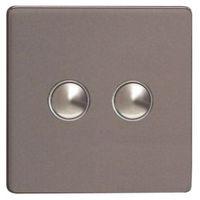 Varilight 6A 2-Way Slate Grey Double Push Light Switch