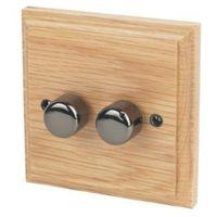 Varilight 1 or 2-Way Double Solid Oak Dimmer Switch