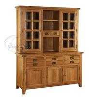 Vancouver Oak Buffet & Hutch with Tempered Glass