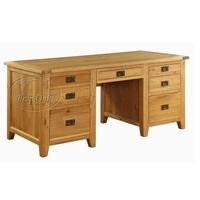 Vancouver Oak 7 Drawer Twin Pedestal Desk