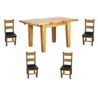 Vancouver Oak Petite 1000-1400mm Extending Table & 4 Oak Chairs - Timber or Leather Seats (Table & 4 Timber Chairs)