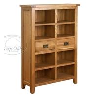 vancouver oak petite 2 drawer wide bookcase