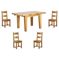 Vancouver Oak Petite 1000-1400mm Extending Table & 4 Oak Chairs - Timber or Leather Seats (Table & 4 Leather Chairs)