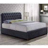 VALENTINO UPHOLSTERED BED WITH 2 DRAWERS in Charcoal by Birlea - Double